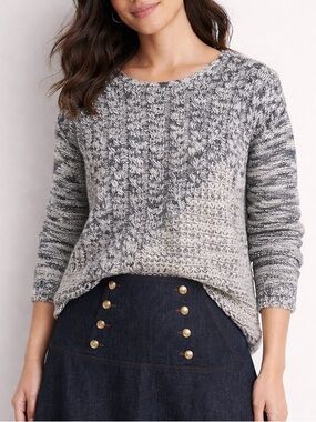 Lucky Brand Grey and White Wool Blend Sweater Small